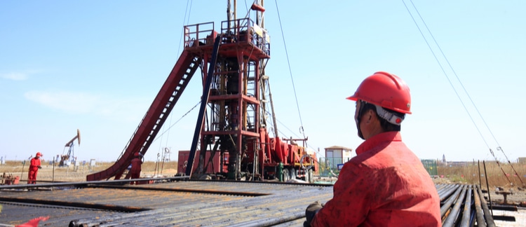 Oil and gas equipment at job site