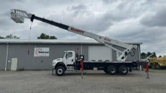 145' ELLIOTT E-145 ON 2016 FREIGHTLINER M2 6X6 CHASSIS 9 TON AERIAL LIFT CRANE WITH 1,200 LBS 2-MAN CAPACITY PLATFORM- LOW MILES